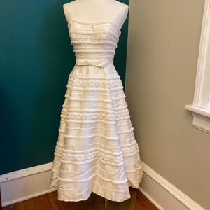 Reverie Melissa Sweet Fiesole Tea Length Ivory Strapless Wedding Dress